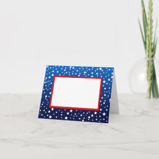 Sterren op Blue Gradient & Red Border Note Kaart
