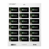 Sterren op kerstbomen Night Sky Midnight Green Etiket (Full Sheet)