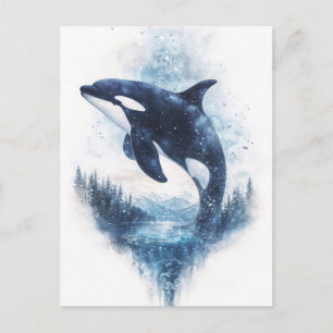 Sterren Orka Walvis Berg Bos Briefkaart