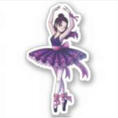 Sterren Paarse Ballerina Sticker (Voorkant)