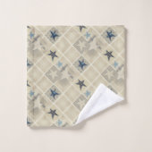 Sterren, patchwork, blauw badhanddoekje bad handdoek (Wasdoekje)