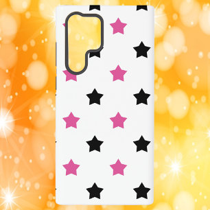 Sterren Patroon Roze Zwart Wit Samsung Galaxy Hoesje