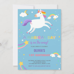 Sterren Rainbow Fly Unicorn Verjaardag Uitnodiging