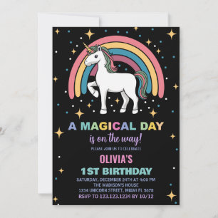 Sterren Rainbow Unicorn Verjaardag Uitnodigingen