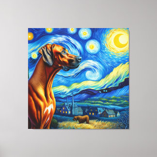 Sterren Rhodesian Ridgeback Hondenportret Canvas Afdruk