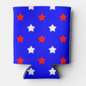 Sterren Rood Wit Patroon Blauwe Achtergrond Blikjeskoeler (Voorkant)