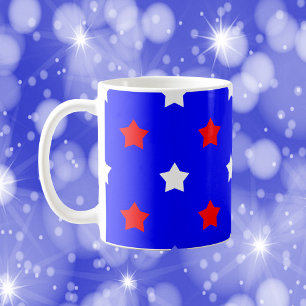 Sterren Rood Wit Patroon Blauwe Achtergrond Koffiemok