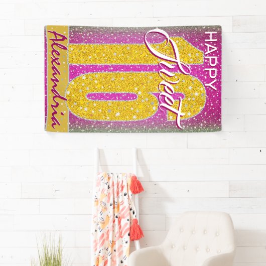 Sterren Roze Glitter Glitz | Sweet 16 verjaardagsf Spandoek (Insitu)