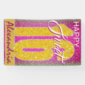 Sterren Roze Glitter Glitz | Sweet 16 verjaardagsf Spandoek (Horizontaal)