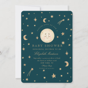Sterren Schattige Moon Golden Galaxy Baby shower Kaart