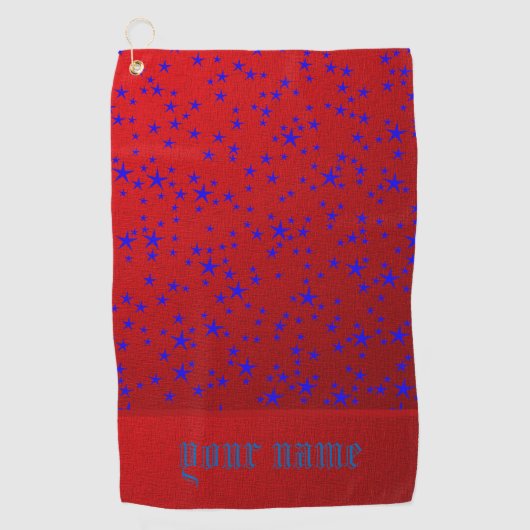 sterren sjabloon rood en blauw golfhanddoek (Voorkant)