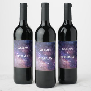 Sterren Sky Galaxy Nebula Space Cosmos Bruiloft Wijn Etiket