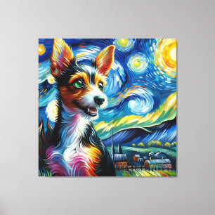 Sterren Speelgoed Fox Terrier Hondenportret - Huis Canvas Afdruk
