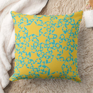 Sterren, Sterren, Sterren in Turquoise en Geel Kussen