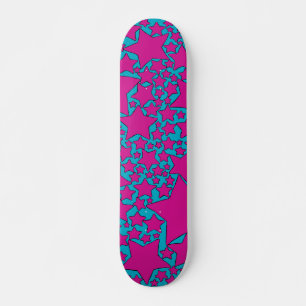 Sterren, Sterren, Sterren in Turquoise en Heet Roz Skateboard