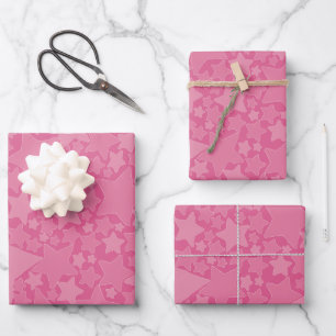 Sterren, sterren, sterren - Roze Inpakpapier Vel