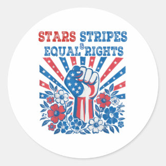 Sterren Strepen En Gelijke Rechten 4e Juli Feminis Ronde Sticker