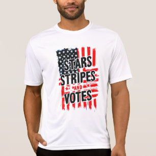 Sterren, strepen en stemmen met Amerikaanse vlag T-shirt