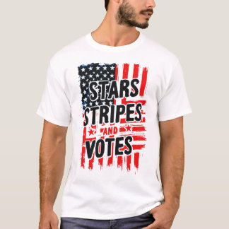 Sterren, strepen en stemmen met Amerikaanse vlag T-shirt