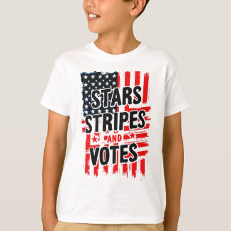Sterren, strepen en stemmen met Amerikaanse vlag T-shirt