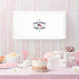 Sterren Strepen Familie Vibes 4th of July Banner