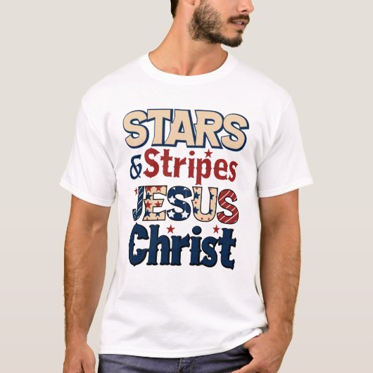 Sterren strepen Jezus Christus T-shirt (Voorkant)