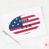 Sterren & Strepen & Liefde: een patriottisch Ameri Ovale Sticker (Envelop)