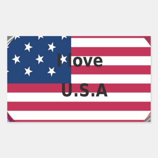 Sterren & Strepen & Liefde: een patriottisch Ameri Rechthoekige Sticker (Voorkant)