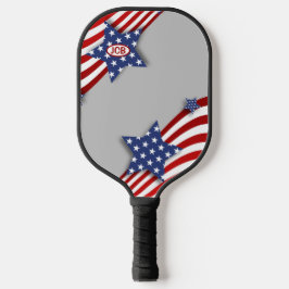 Sterren & Strepen op Grijs Gepersonaliseerd Pickleball Paddle