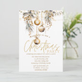 Sterren, String Lights  Balls Christmas Kaart (Staand voorkant)