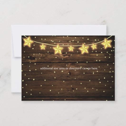 Sterren String Lights Rustic Wood Wedding RSVP Kaa (Achterkant)