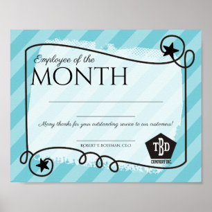 sterren stripes werknemer van het maandcertificaat poster