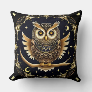 Sterren Uil Cozy Nachtelijke Hemel Natuur Decor Kussen