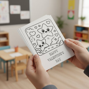 Sterren Valentijnsdag Kleuractiviteit voor Student Briefkaart