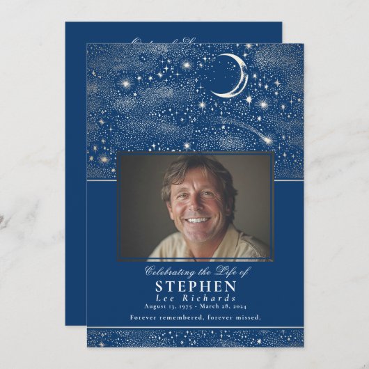 Sterren Viering van het Leven Foto Memorial Funera Programma (Voorkant / Achterkant)