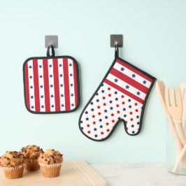 Sterren Vlekkelige Feestdag Ovenwant & Pannenlap Set