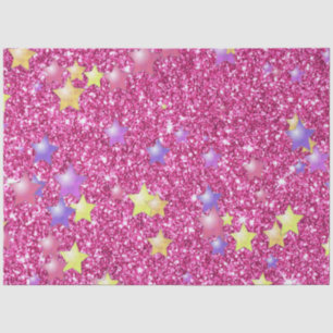 Sterren voor mousserend glitterpapier, roze tissuepapier