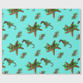 Sterren Zee Paarden Pattern Kerstmis Cadeaupapier (Vlak)