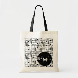 Sterren Zwart en Wit Naam Bibliotheek Boeken Tote Bag