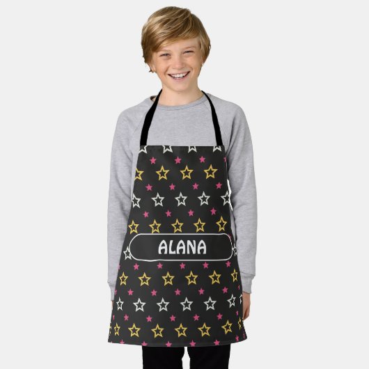 Sterren Zwart Roze Minimal Pattern Schort (Gedragen)