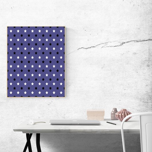 Sterren Zwart-wit Patroon Paarse achtergrond Poster