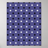 Sterren Zwart-wit Patroon Paarse achtergrond Poster (Voorkant)