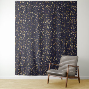 SterreNachten Feest Foto Achtergrond Navyblauw Gou Wandkleed