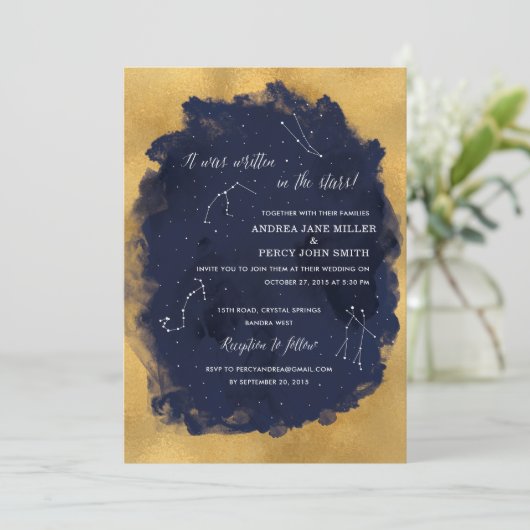 sterrenbeeld hemelse bruiloft uitnodiging (Staand voorkant)