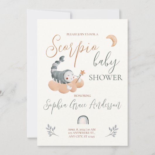 Sterrenbeeld: Schorpioen baby shower Kaart (Voorkant)