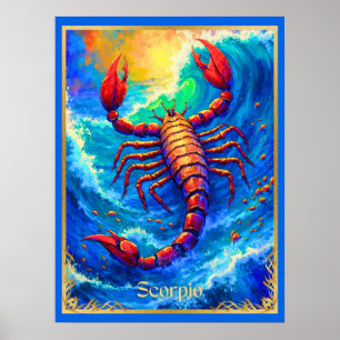 Sterrenbeeld Schorpioen komt op uit diepe wateren Poster