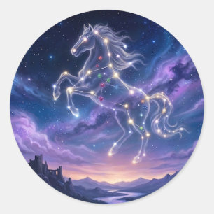 Sterrenbeeld van het Dappere Paard Ronde Sticker