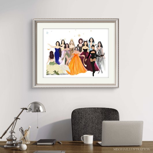 Sterrenbeelden, mode schets, kunstwerk, landschap, poster