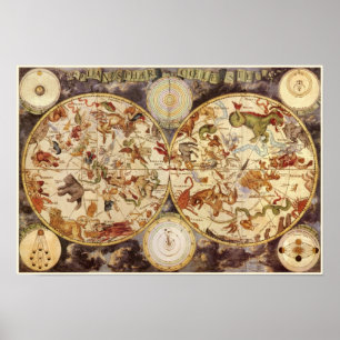 Sterrenbeelden, sterrenkunde, Frederik de Wit Poster