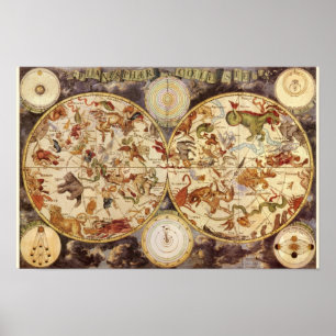 Sterrenbeelden, Vintage Astronomie, Frederik de Wi Poster